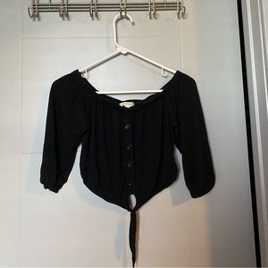 Black Off the Shoulder Crop Top